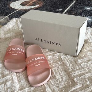 AllSaints Pink Slide Sandals- New in box